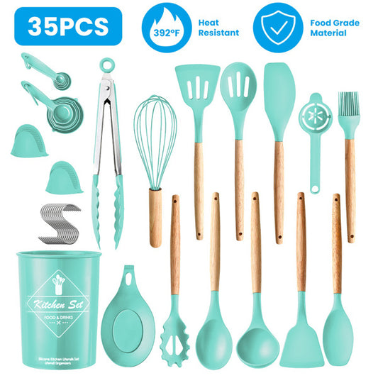 35-Piece Kitchen Utensil Set - Silicone & Stainless Steel Cooking Utensils for Non-stick Cookware