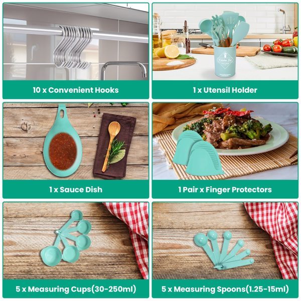 35-Piece Kitchen Utensil Set - Silicone & Stainless Steel Cooking Utensils for Non-stick Cookware