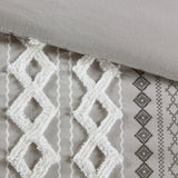 Full/Queen Cotton Printed Duvet Cover Set with Chenille – Includes Duvet Cover & 2 Shams, Tufted Chenille Front, Soft 100% Cotton, Button Closure