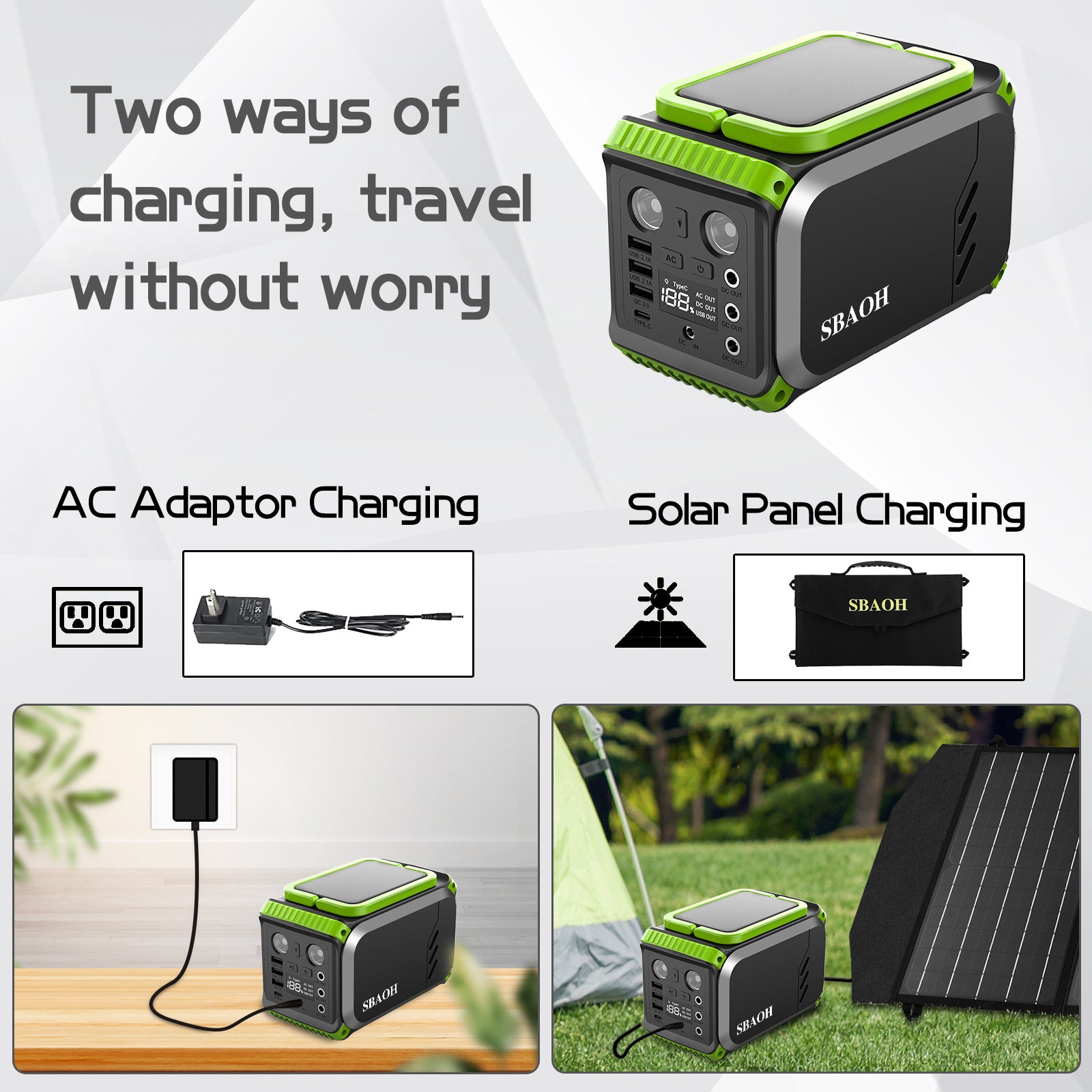 200W Portable Power Station, 148Wh Solar Generator - 40000mAh Battery Backup for Camping & Emergencies