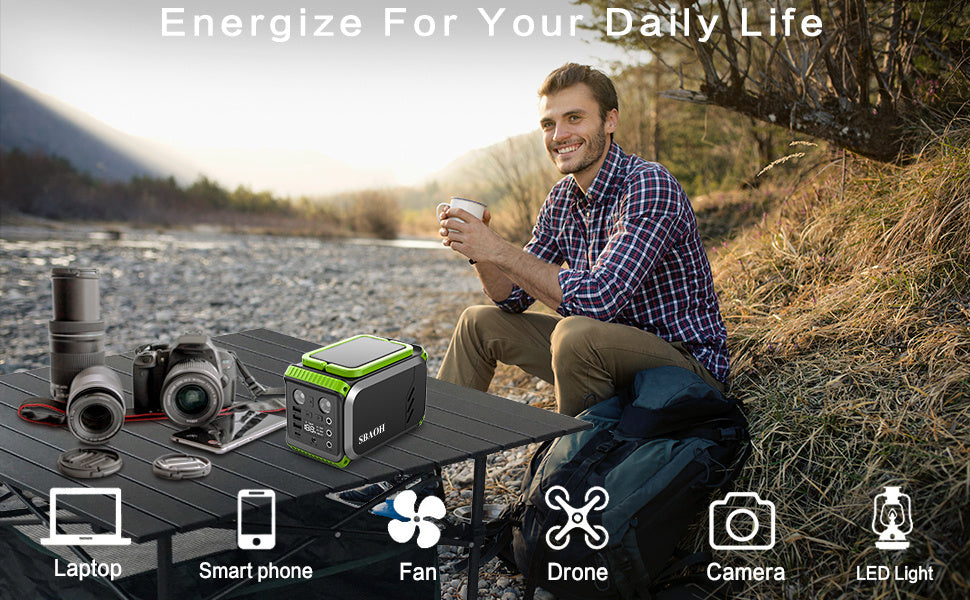 200W Portable Power Station, 148Wh Solar Generator - 40000mAh Battery Backup for Camping & Emergencies