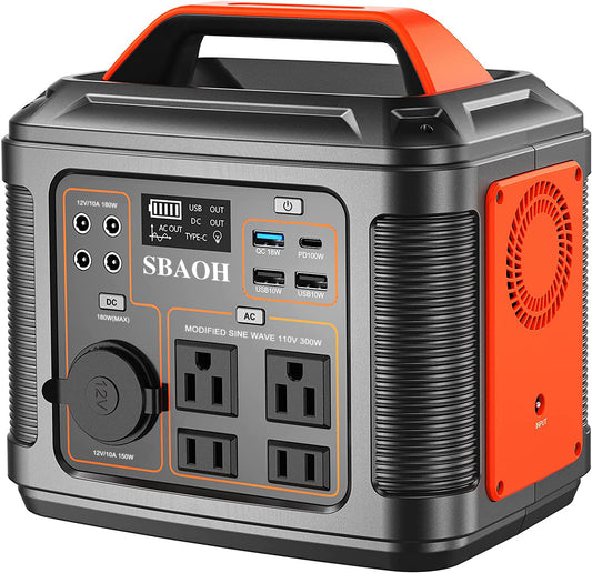 300W Portable Power Station, 296Wh Solar Generator (P302) - Lithium Battery Backup for Home & Outdoor Use