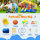 8‑in‑1 Inflatable Bounce House – Kids Play Center with Blower, Basketball Hoop, Ocean Balls, Ring Toss & Sticky Ball Game