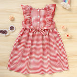 Toddler Girls Back-to-School Smocked Dress – Apple Embroidery with Flying Sleeves Casual Outfit