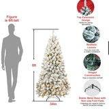 5 Ft Pre-Lit Flocked Artificial Christmas Tree – Fire-Resistant PVC, Hinged Design, Realistic Flocked Tips, Easy Assembly