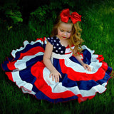 Toddler Girls Independence Day Dress – Red, White & Blue Stripes & Stars Twirl Dress (4th of July Outfit)
