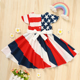 Toddler Girls Independence Day Dress – Red, White & Blue Stripes & Stars Twirl Dress (4th of July Outfit)