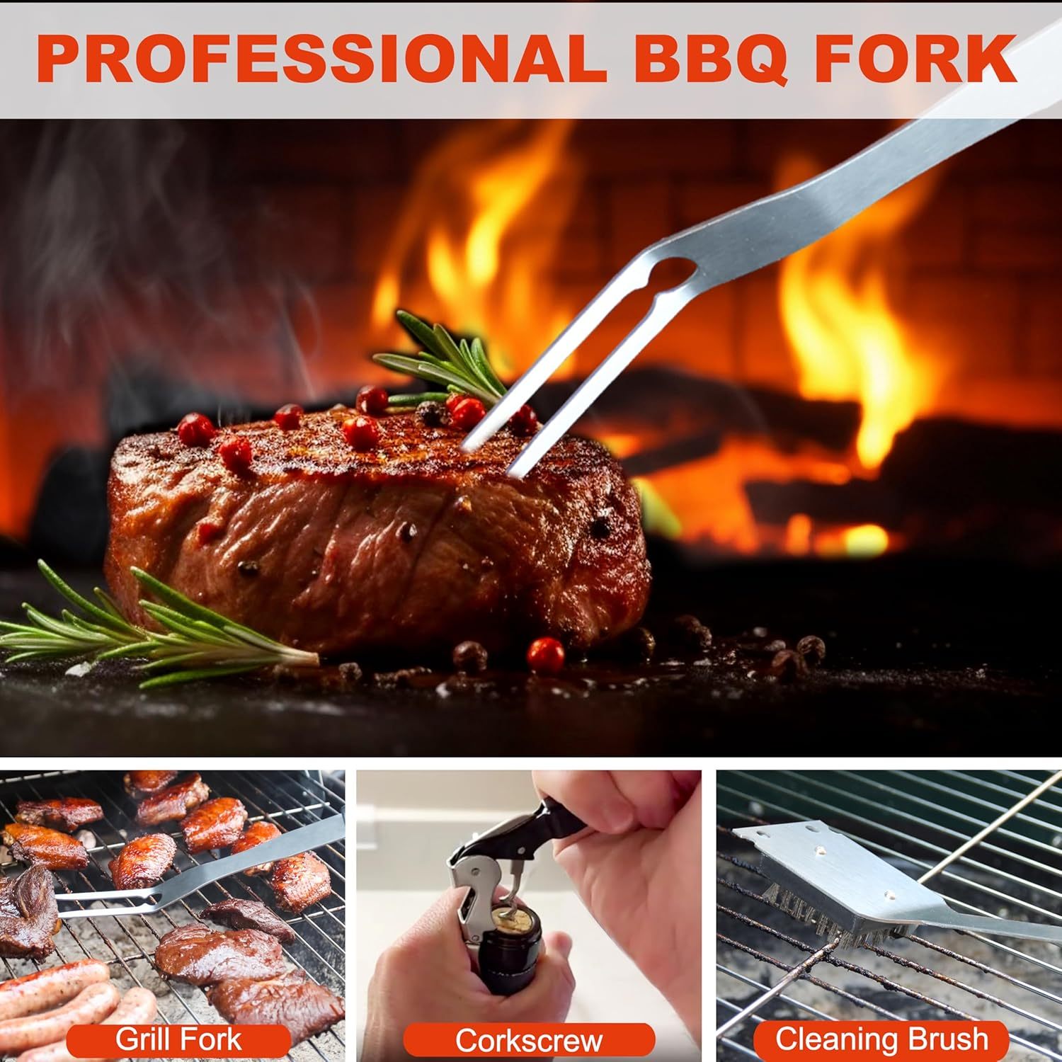 22-Piece Stainless Steel BBQ Tool Set – Complete Grilling Kit in Sleek Black Aluminum Case