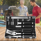 22-Piece Stainless Steel BBQ Tool Set – Complete Grilling Kit in Sleek Black Aluminum Case