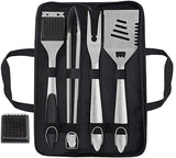 Grilljoy 8-Piece BBQ Grill Tool Set - Heavy-Duty Stainless Steel Barbecue Accessories with Spatula, Tongs, Fork & Storage Bag