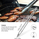 Grilljoy 8-Piece BBQ Grill Tool Set - Heavy-Duty Stainless Steel Barbecue Accessories with Spatula, Tongs, Fork & Storage Bag