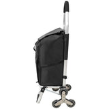 Foldable Shopping Stair Trolley – Black Waterproof Oxford Bag with Stainless Steel Frame & Triangular Climbing Wheels