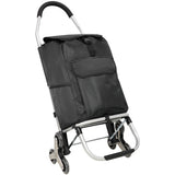 Foldable Shopping Stair Trolley – Black Waterproof Oxford Bag with Stainless Steel Frame & Triangular Climbing Wheels