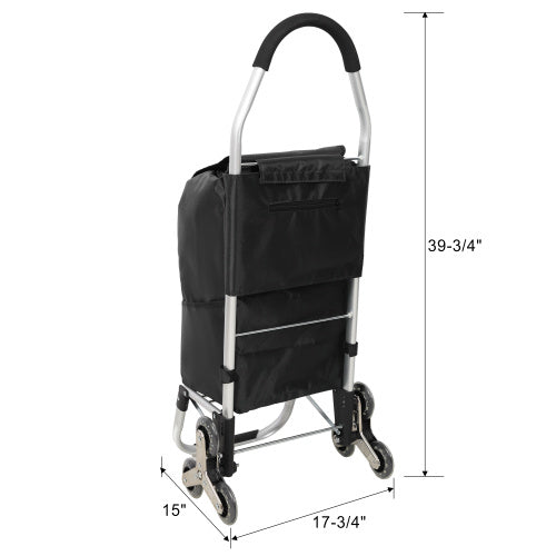 Foldable Shopping Stair Trolley – Black Waterproof Oxford Bag with Stainless Steel Frame & Triangular Climbing Wheels