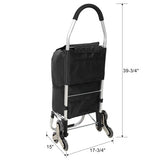 Foldable Shopping Stair Trolley – Black Waterproof Oxford Bag with Stainless Steel Frame & Triangular Climbing Wheels