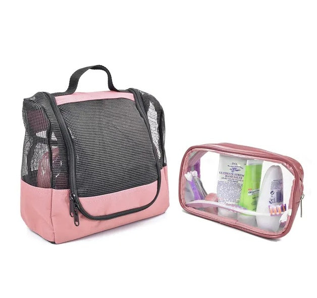 Portable Hanging Shower Caddy Organizer 🚿 Quick-Dry Mesh with Free Toiletries Case – Travel & Dorm Must-Have