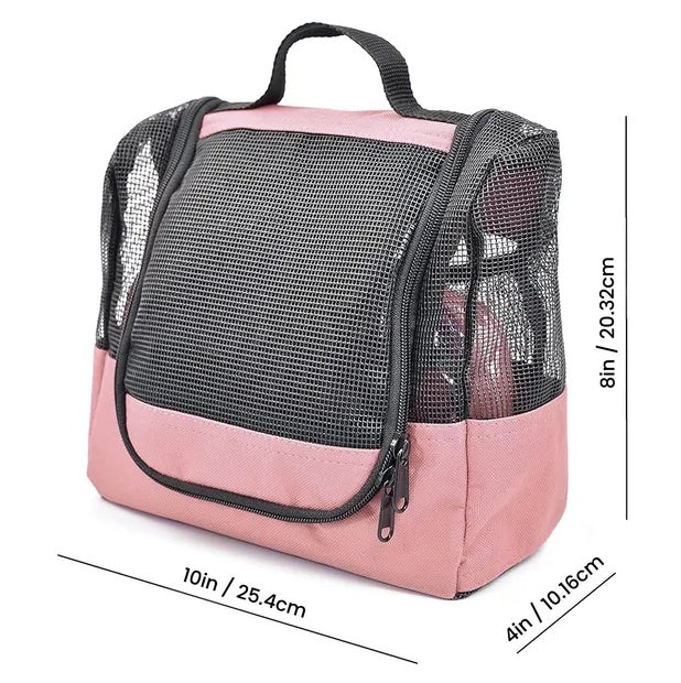 Portable Hanging Shower Caddy Organizer 🚿 Quick-Dry Mesh with Free Toiletries Case – Travel & Dorm Must-Have