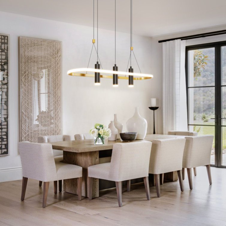 Modern Black & Gold 4-Light Pendant Lamp with Adjustable Design