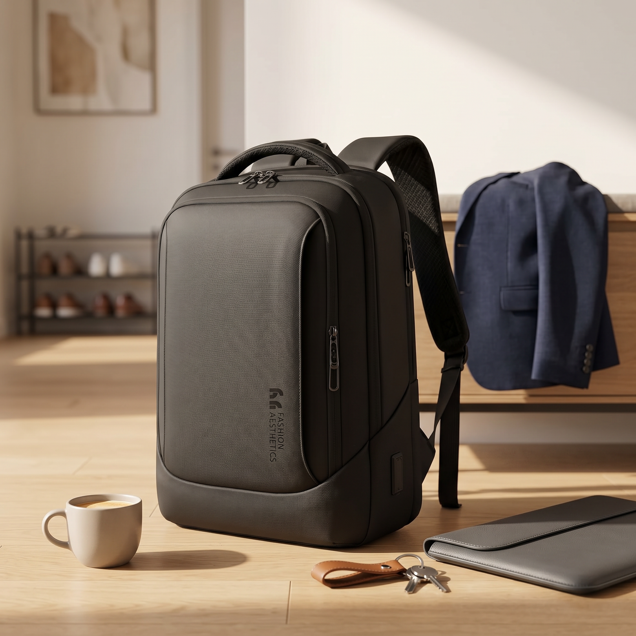 15.6" Laptop Backpack with USB Charging Port - Waterproof Business Travel & Work Daypack