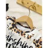Toddler Girls Fall/Winter Outfit – Leopard Letter Print Sweatshirt & Sweatpant 2-Piece Set