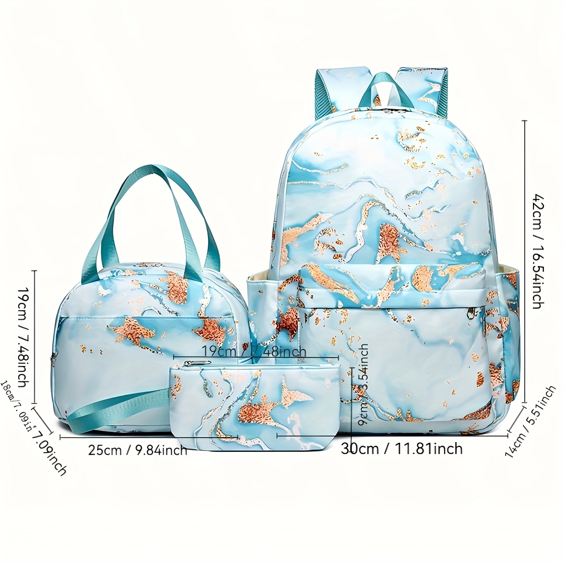 Disney Stitch 3-Piece Backpack Set – Large Capacity Nylon Backpack + Lunch Bag + Accessories, Trendy Mixed Colors