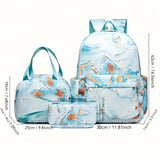 Disney Stitch 3-Piece Backpack Set – Large Capacity Nylon Backpack + Lunch Bag + Accessories, Trendy Mixed Colors