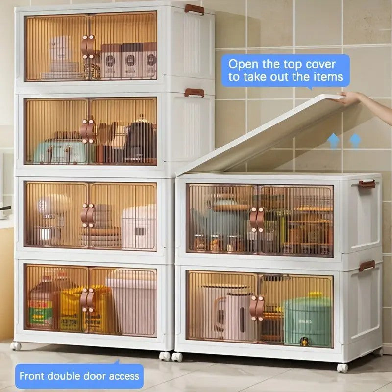 2.5-Layer Stackable Storage Bins Set with Lids & Doors – Collapsible Large-Capacity Holiday Decoration Organizer 🎁🎄