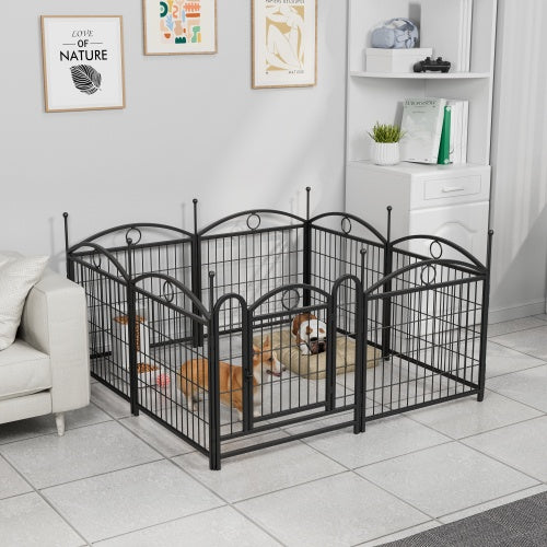 Indoor Dog Playpen – 24-Inch 8-Panel Foldable Metal Pet Exercise Pen with Door for Puppies & Small Dogs
