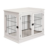Stylish Small Kennel End Table with Double Entrances & Lockable Door
