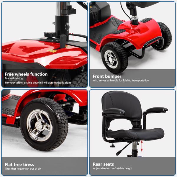 4-Wheel Electric Mobility Scooter - Portable Travel Scooter for Seniors & Adults