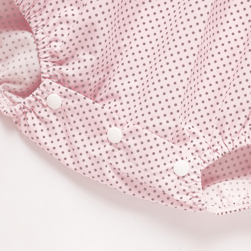 Newborn Baby Girls Valentine’s Day Smocked Romper – Short Sleeve Heart Embroidery Jumpsuit ❤️👶