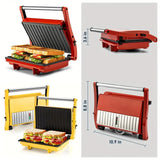 3-in-1 Electric Indoor Grill & Panini Press - 1400W Dual-Sided Non-Stick Grill with 180° Floating Hinge, Adjustable Temp (365°F-410°F), 60-Min Timer, Overheat/Quick Cook Modes & Grease Tray - Compact Black Kitchen Applianc - PulinGO