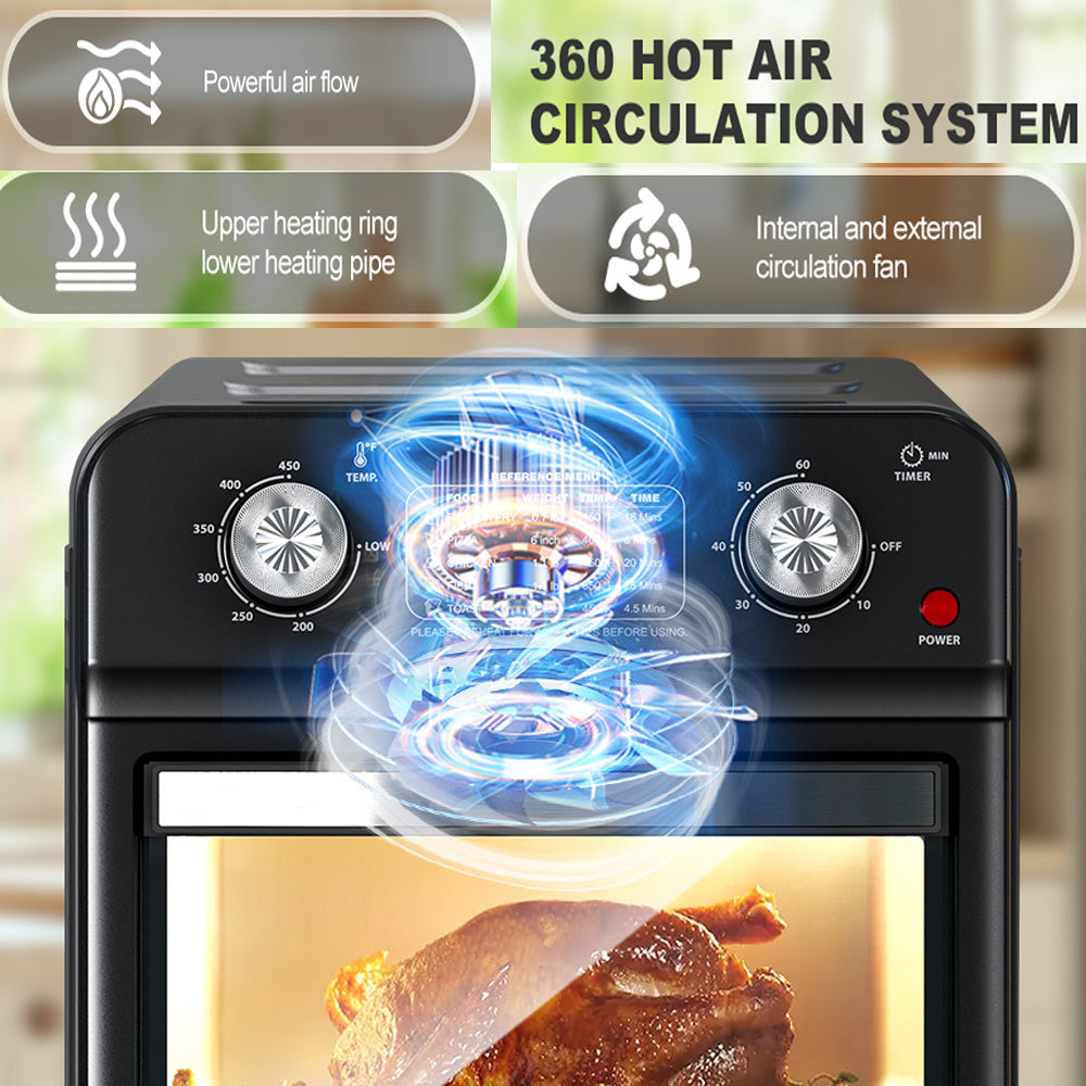 12.5 Qt Large Capacity Air Fryer with Dual Knob Control