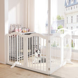 27.6″ Tall 4-Panel Freestanding Wooden Pet Gate – Foldable Safety Fence with Support Feet