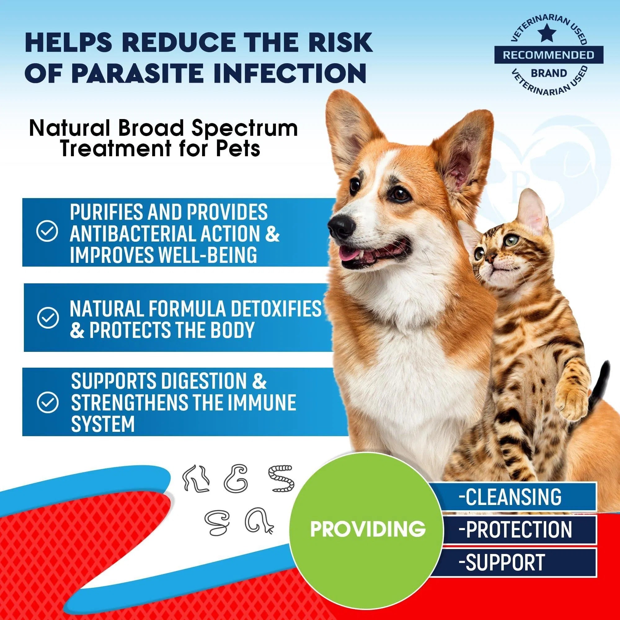 Cats & Dogs Broad‑Spectrum Herbal Deworming Drops – Safe Natural Treatment for Tapeworm, Roundworm, Hookworm & Whipworm
