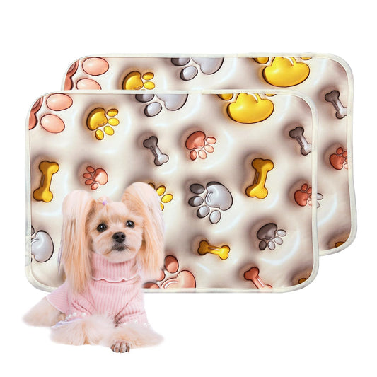 Qeils Reusable Puppy Pads – 2 Pack 3D Printed Washable Pee Pads for Dogs, Super Absorbent Leakproof Training Mats with Non-Slip Bottom