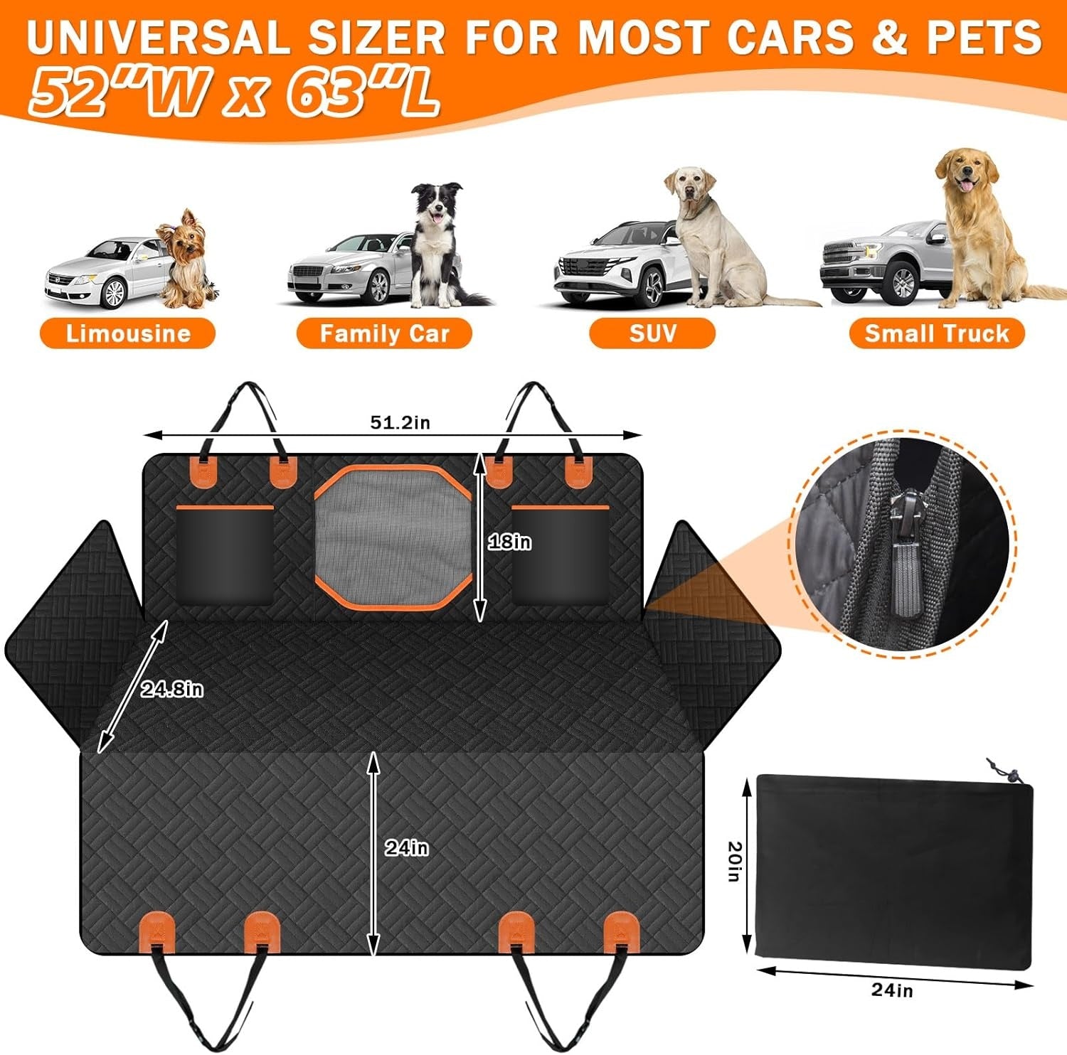 Dog Car Seat Backrest – Comfortable Travel Support Cushion & Safety Seat Protector for Dogs in Cars, SUVs & Trucks