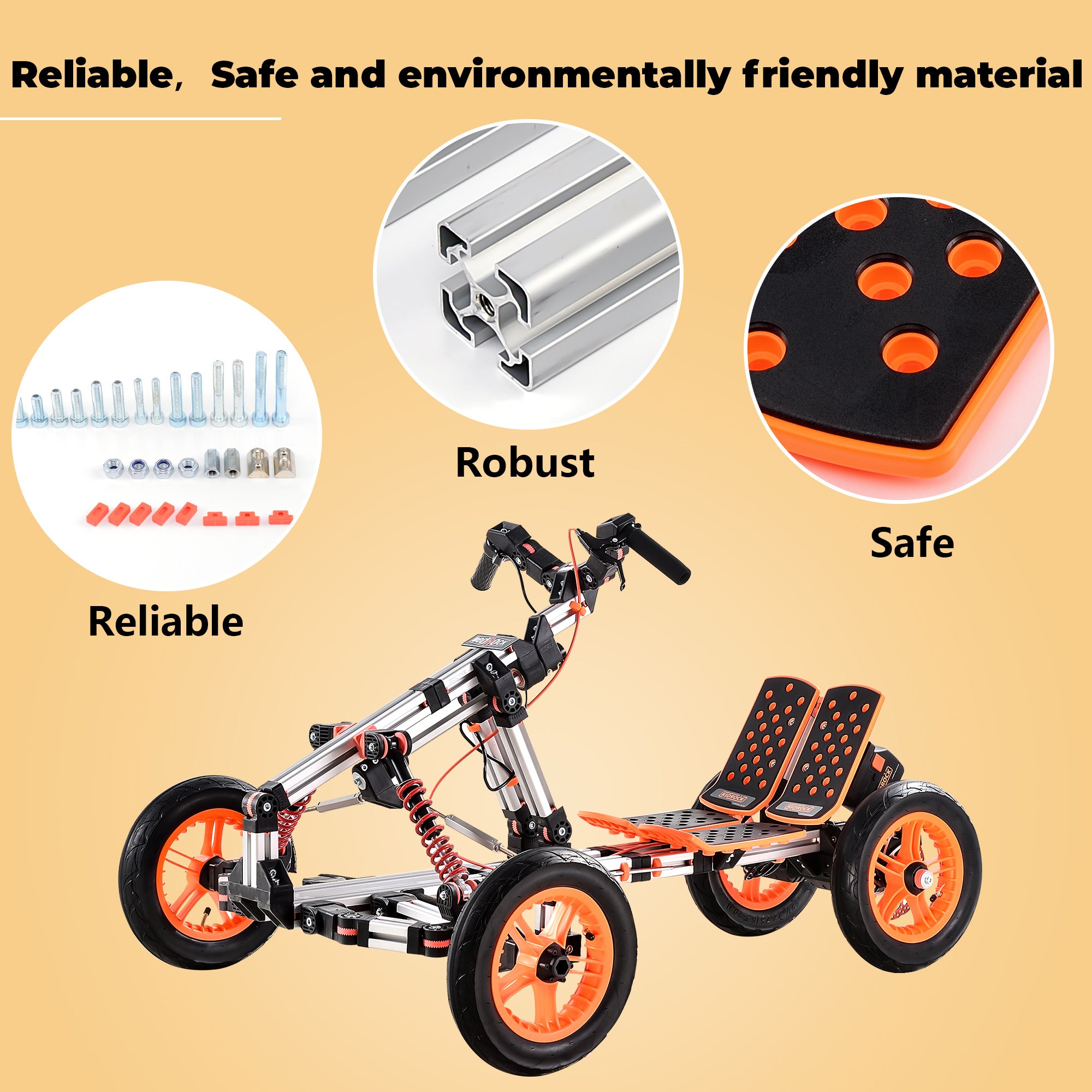 Electric Racing Go-Kart for Kids & Teens - Adjustable Frame & 3-Speed Modes