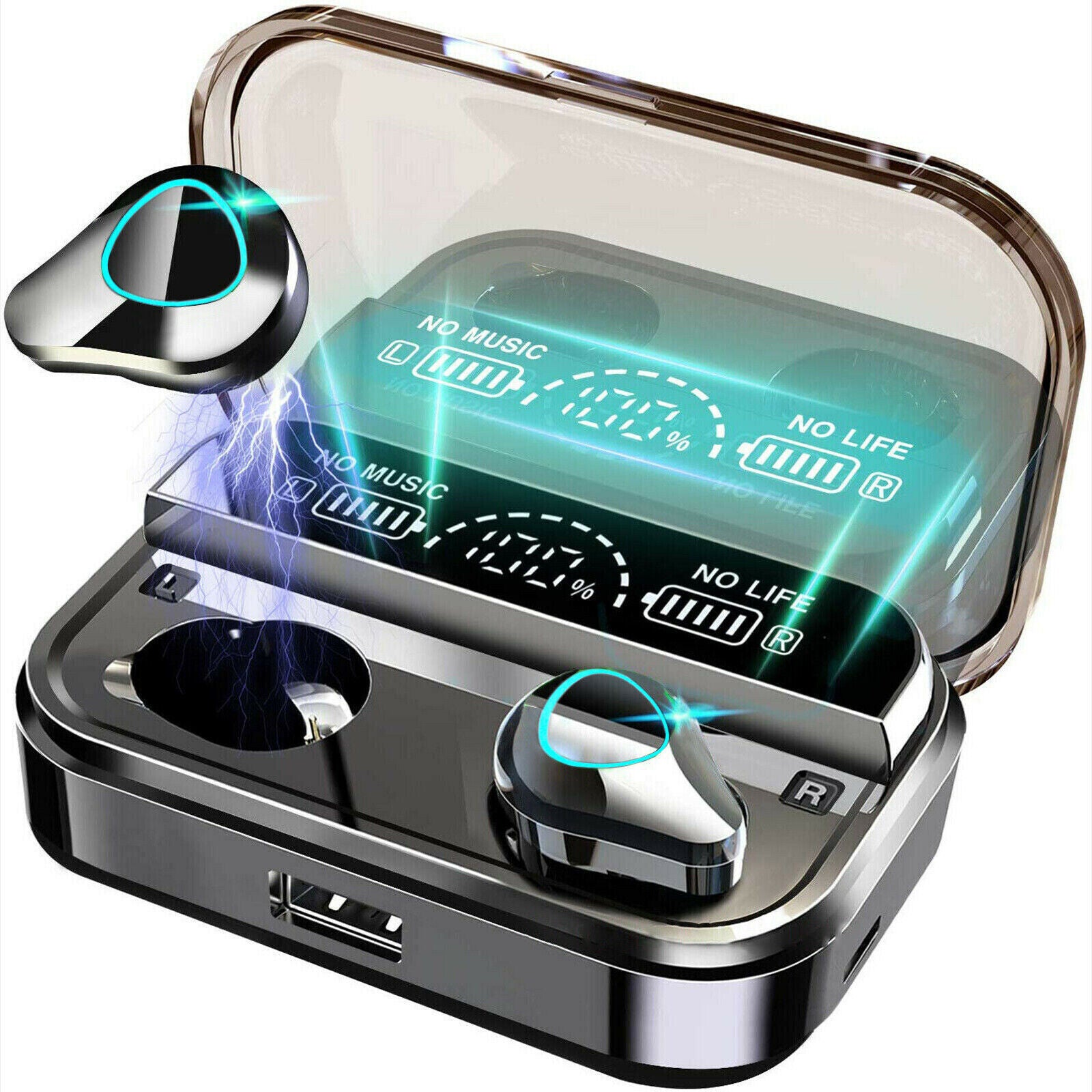 TWS Wireless Bluetooth 5.1 Earbuds - Waterproof Sports Headphones with Charging Case