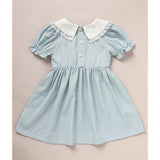 Toddler Girls Smocked Dress – Cute Puff Short Sleeve Princess Outfit with Lace Crew Neck, Elegant Party Dress for Birthdays & Special Occasions