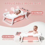 Collapsible Baby Bathtub with Soft Floating Cushion & Thermometer – Foldable, Portable Baby Bath Tub (Gray)