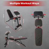 Adjustable Weight Bench with Preacher Curl Pad, Resistance Bands & Leg Extension – Home Gym Workout Bench 🏋️‍♂️🔥