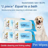 Dog & Cat Pet Wet Wipes – Plant-Based Unscented Grooming Wipes for Paws, Ears, Eyes & Butt Cleaning, Deodorizing & Daily Care