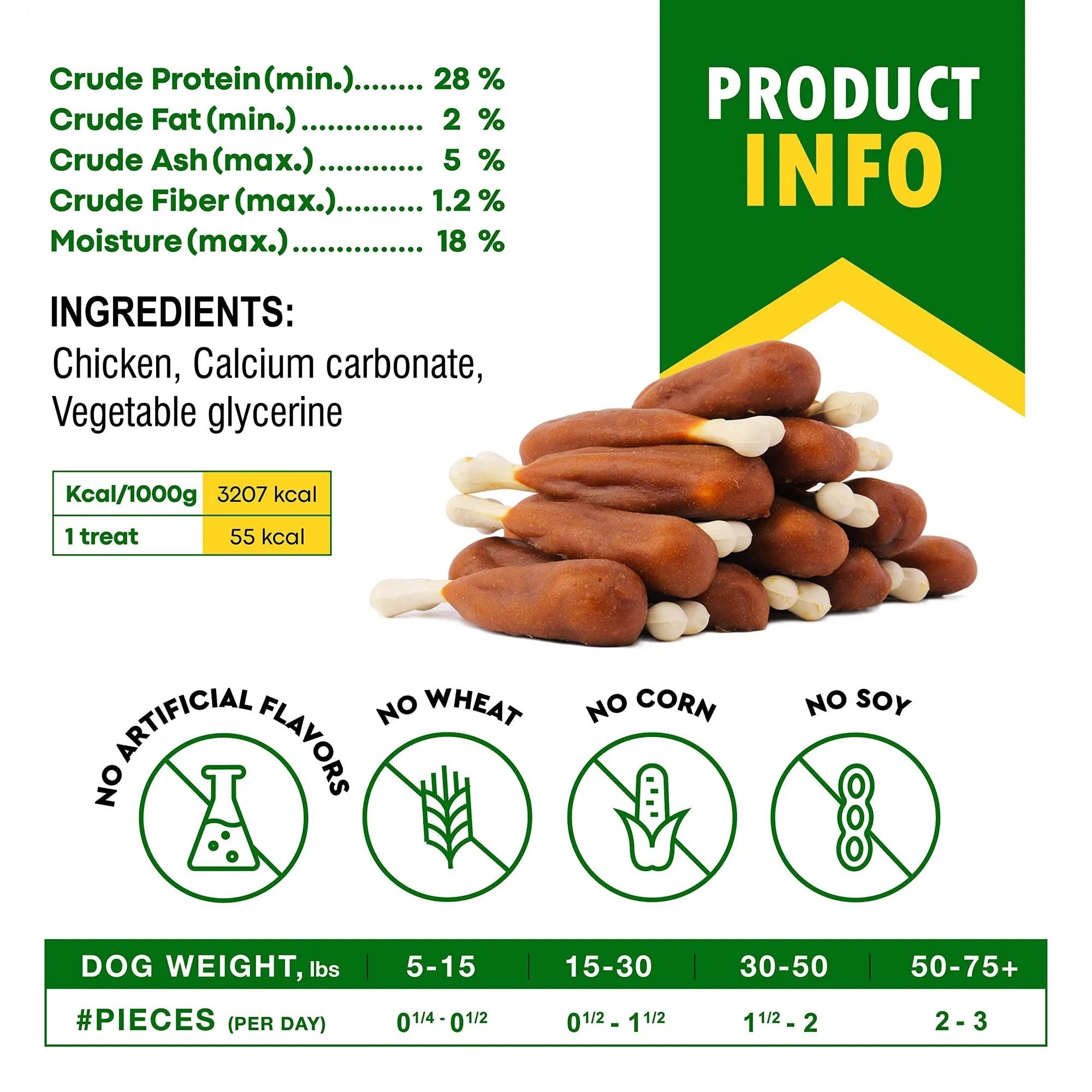 Dog Calcium Bones Wrapped with Chicken – Rawhide-Free Grain-Free Organic Chew Treats for Training & Healthy Teeth