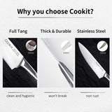 15-Piece Kitchen Knife Set with Block – German High-Carbon Stainless Steel, Hollow Ergonomic Handles, Includes Scissors & Sharpener, Oak Block