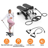 Mini Fitness Stepper for Women with LCD Monitor & Resistance Bands – Quiet Stair Stepper Max 330 lbs 💃🏋️‍♀️🔥