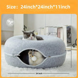 Peekaboo Cat Cave for Indoor Cats, Cat Donut Cat Tunnel Bed, Scratch Resistant Cat Toys for Medium Large Cats - PulinGO