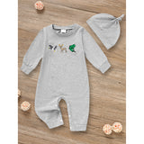 2Pcs Newborn Baby Boy Outfit – Long Sleeve Animal Print Romper with Matching Hat (Fall/Winter Set)