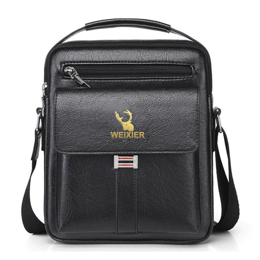 Leather Messenger Crossbody Shoulder Bag for Men – Work, Business & Casual Travel Bag with Adjustable Strap & Metal Zipper