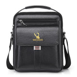Leather Messenger Crossbody Shoulder Bag for Men – Work, Business & Casual Travel Bag with Adjustable Strap & Metal Zipper